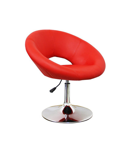 Roundhill Contemporary Chrome Adjustable Swivel Chair with Black Seat