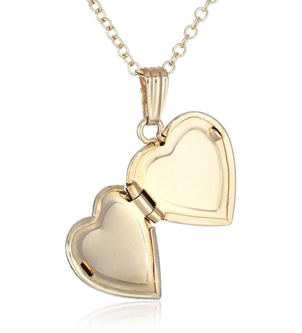 14k Girls Gold-Filled Children's Petite Beaded Edge Heart Locket Necklace, 15