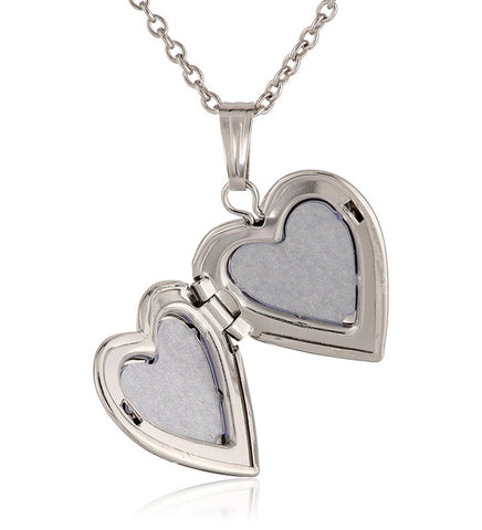 Children's Sterling Silver Hand Engraved Heart Locket Necklace, 15'
