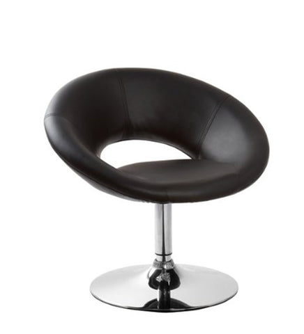 Roundhill Contemporary Chrome Adjustable Swivel Chair with Black Seat